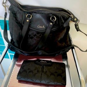 Coach black purse and wallet